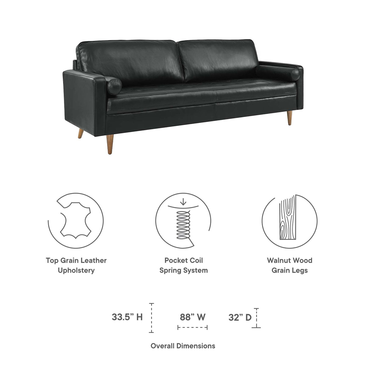 Valour 88" Leather Sofa - view 9