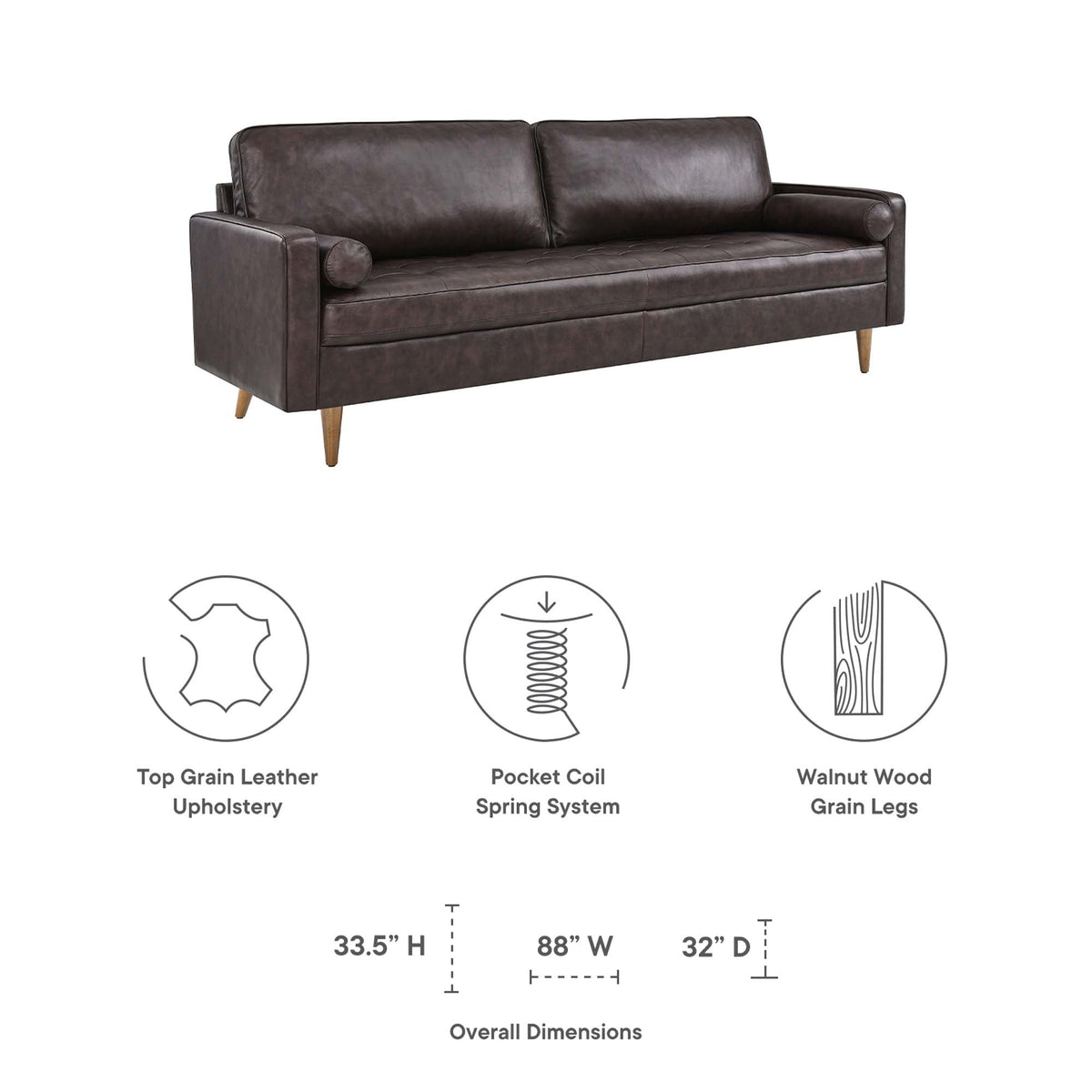 Valour 88" Leather Sofa - view 10