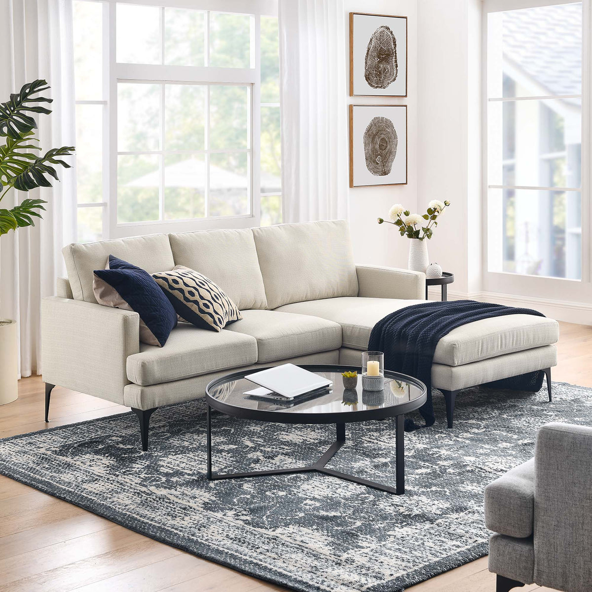 Evermore Right-Facing Upholstered Fabric Sectional Sofa - view 30