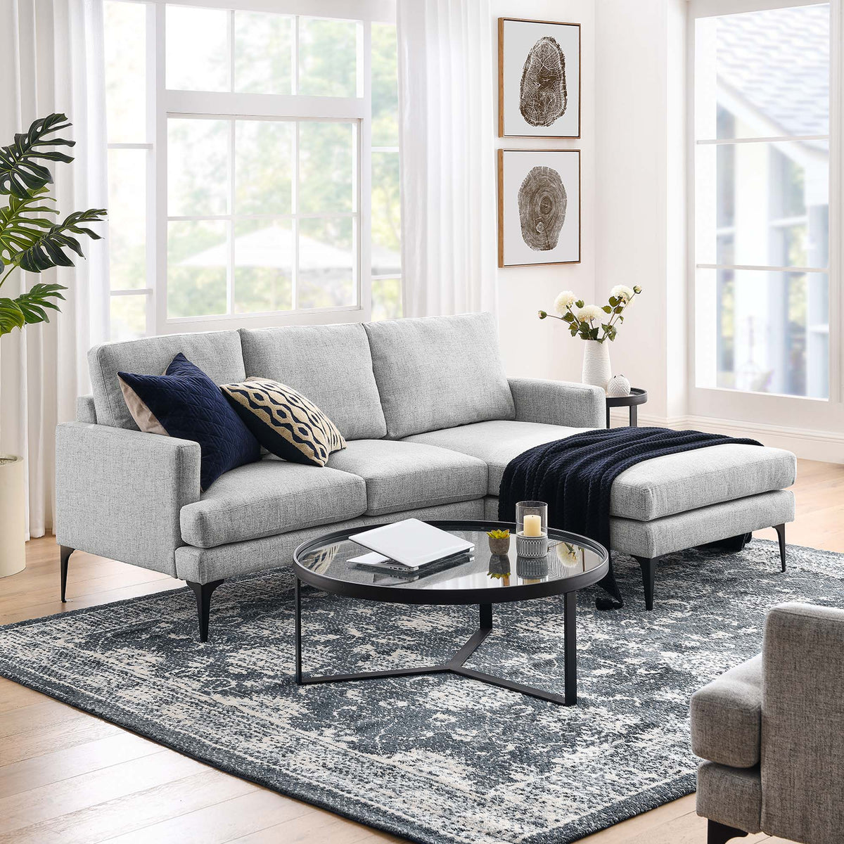 Evermore Right-Facing Upholstered Fabric Sectional Sofa - view 32