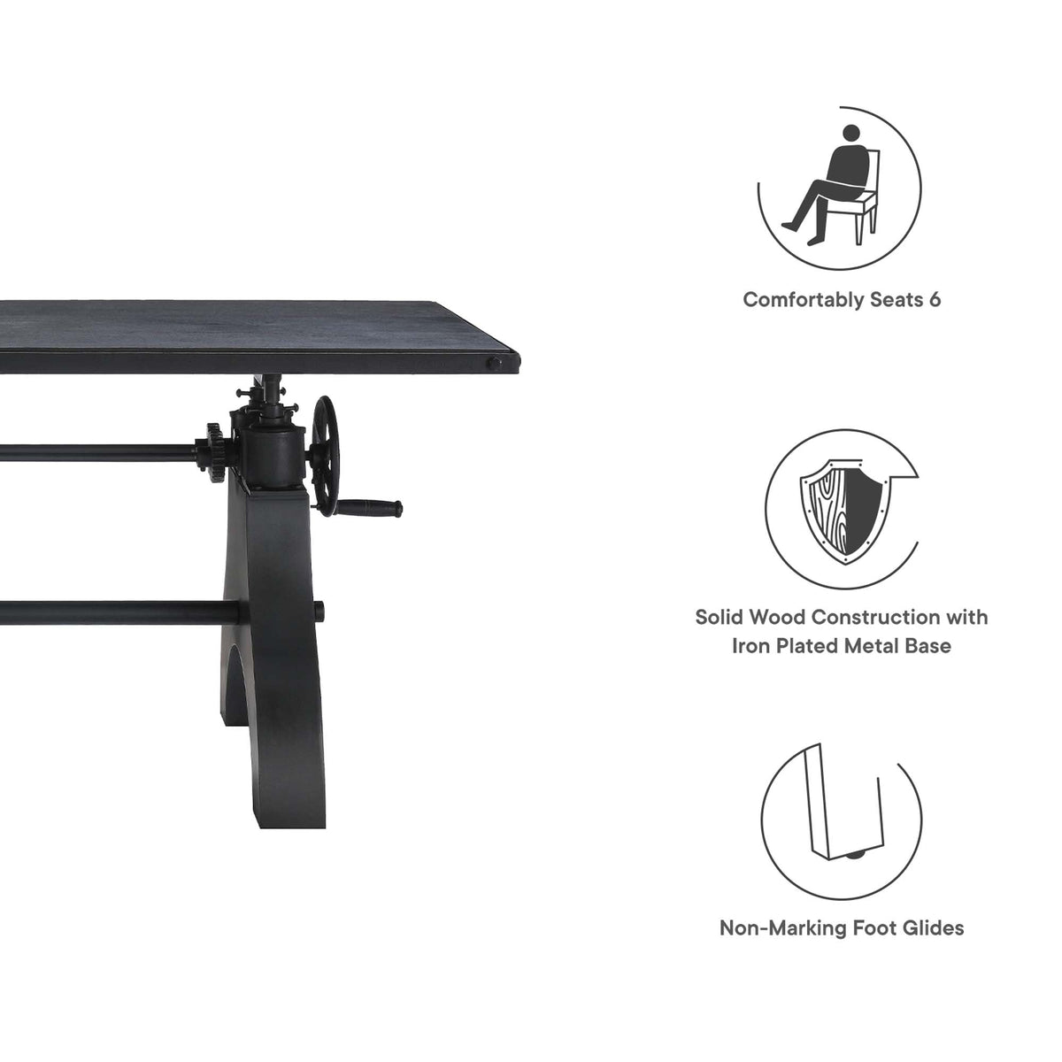 Genuine 60" Crank Adjustable Height Dining Table and Computer Desk - view 8