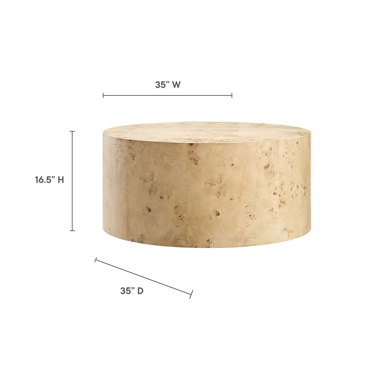 Cosmos 35" Round Burl Wood Coffee Table - view 12