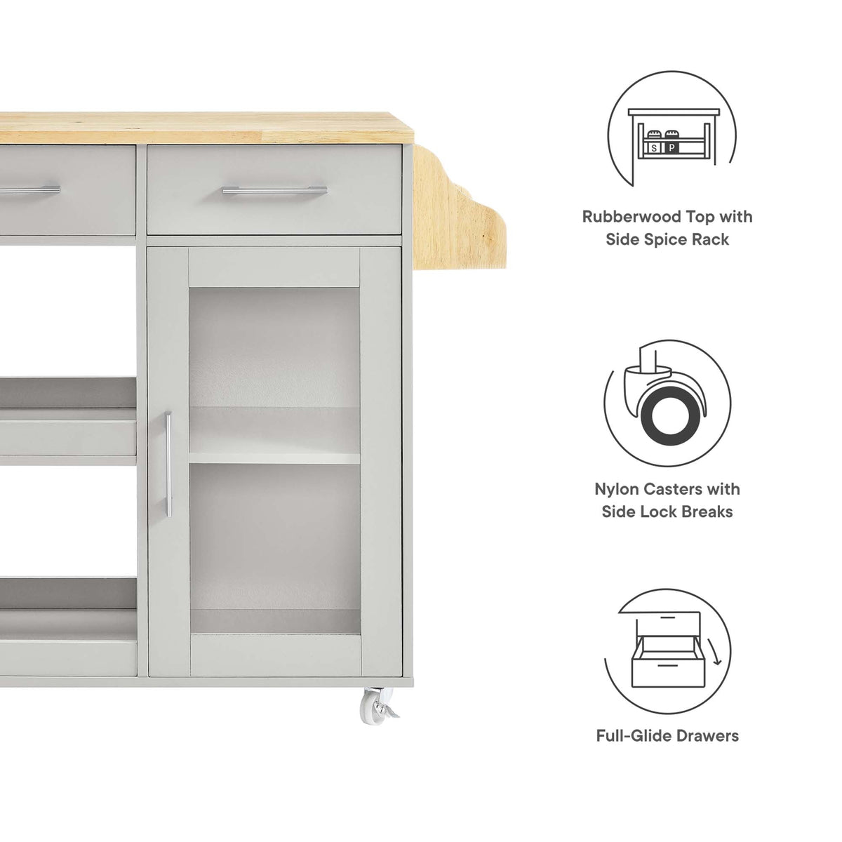 Culinary Kitchen Cart With Spice Rack - view 37