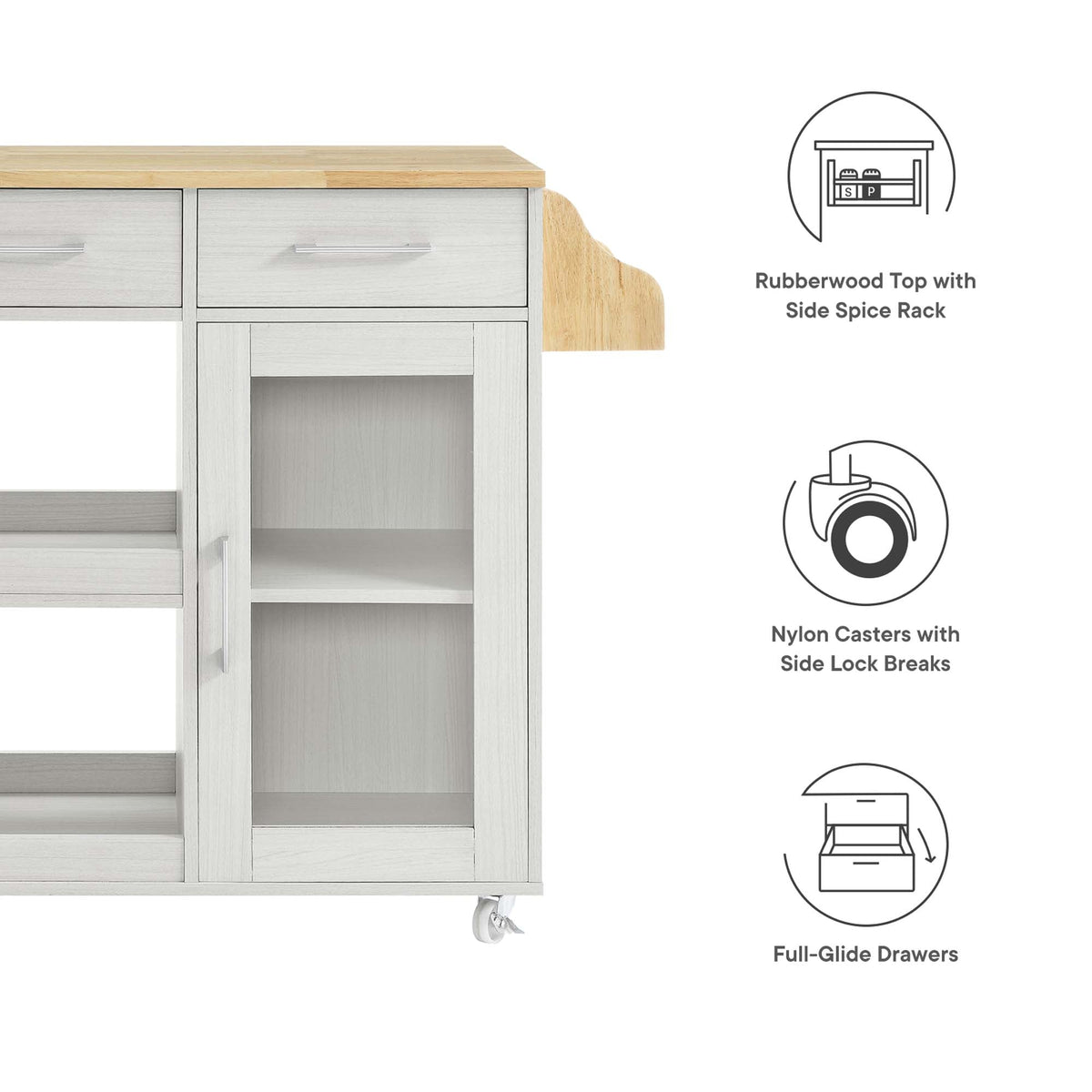 Culinary Kitchen Cart With Spice Rack - view 38