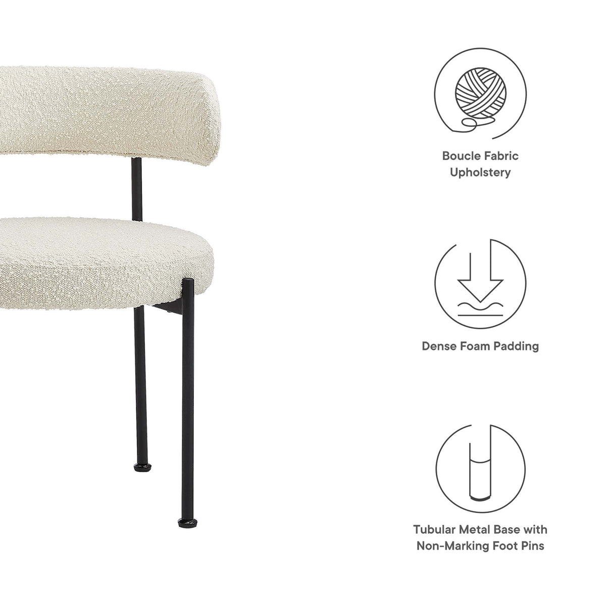 Albie Boucle Fabric Dining Chairs - Set of 2 - view 7