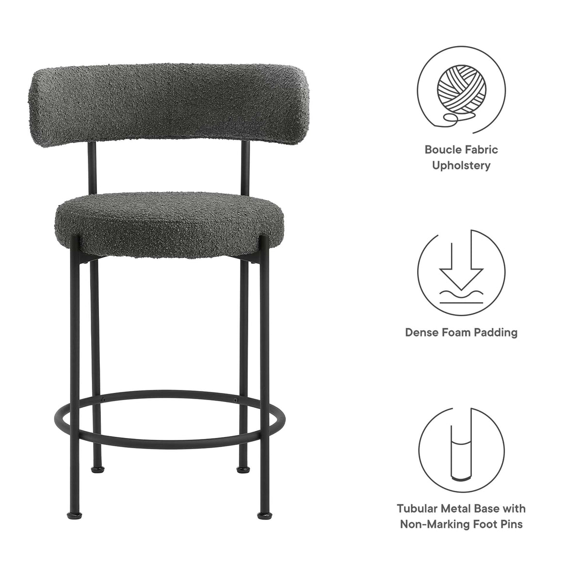 Albie Boucle Fabric Counter Stools - Set of 2 - view 13