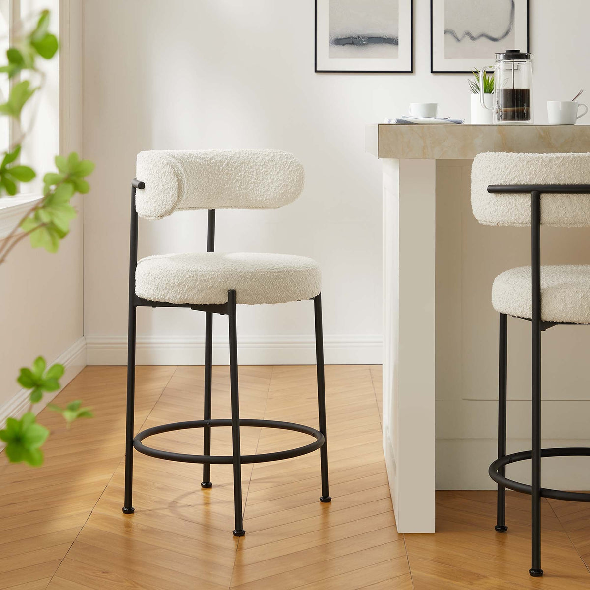 Albie Boucle Fabric Counter Stools - Set of 2 - view 20