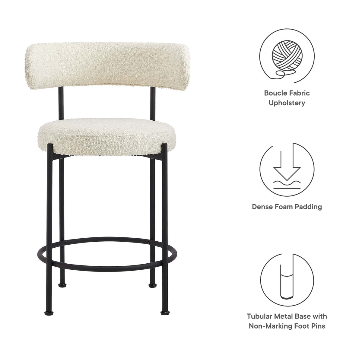 Albie Boucle Fabric Counter Stools - Set of 2 - view 14