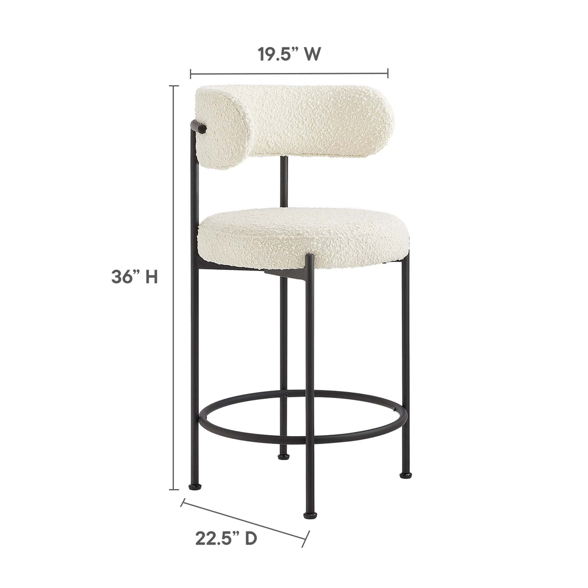 Albie Boucle Fabric Counter Stools - Set of 2 - view 16