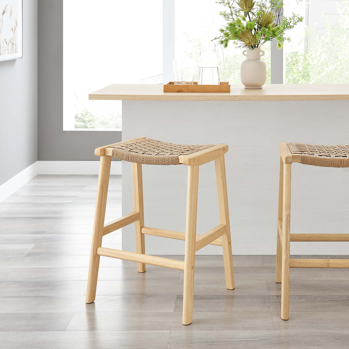 Saoirse Woven Rope Wood Counter Stool - Set of 2 - view 28