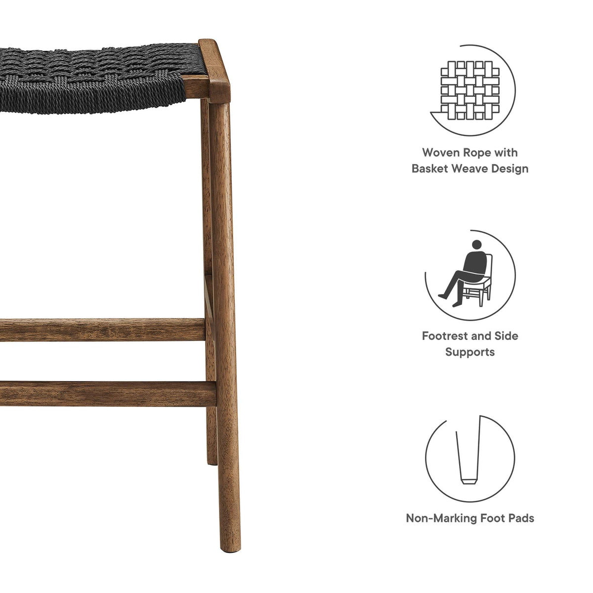 Saoirse Woven Rope Wood Counter Stool - Set of 2 - view 20