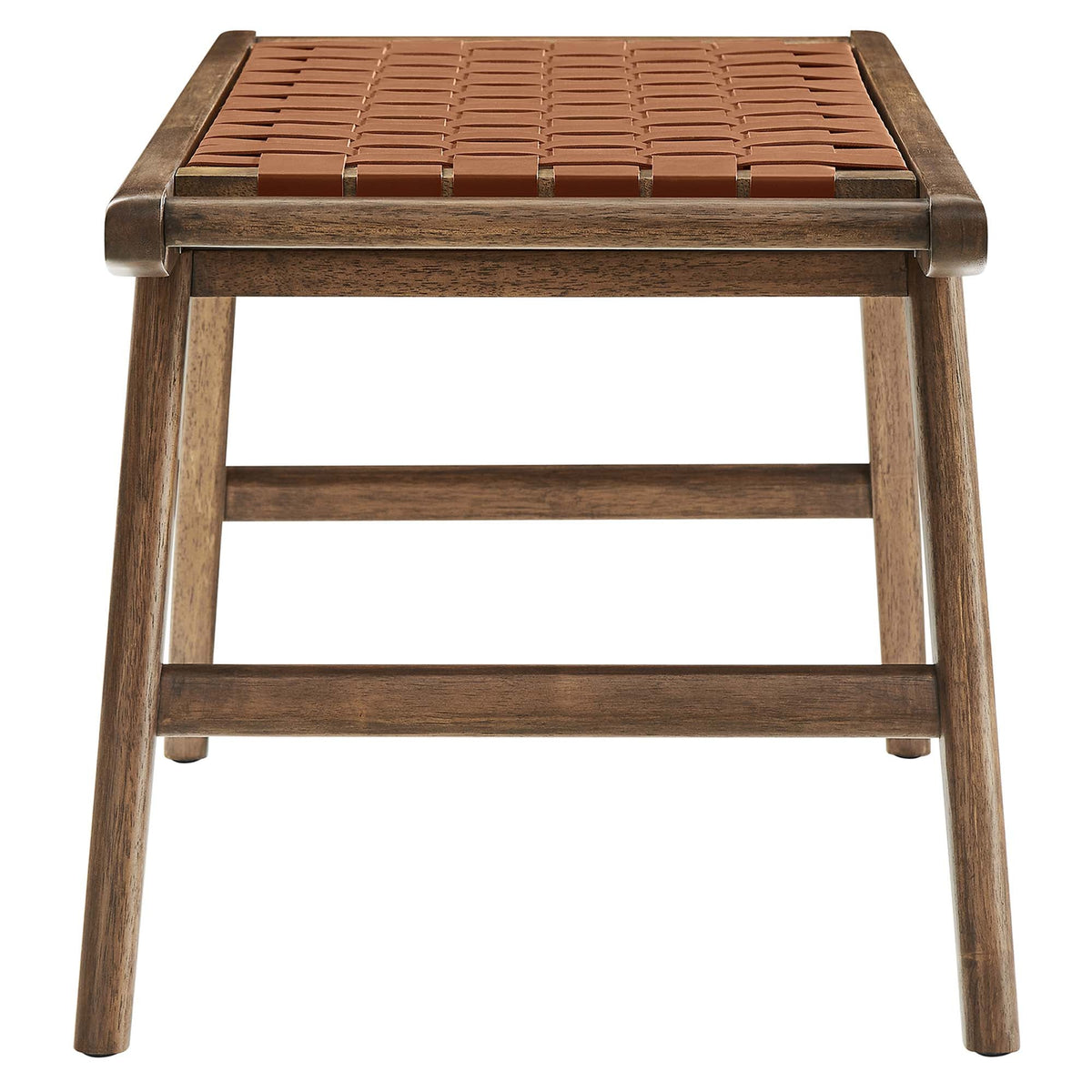 Saoirse 47" Faux Leather Wood Bench, Walnut Brown - view 2