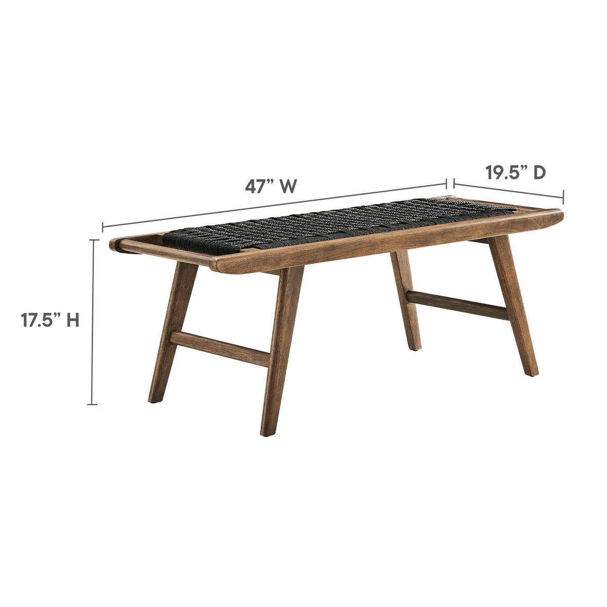 Saoirse 47" Woven Rope Wood Bench