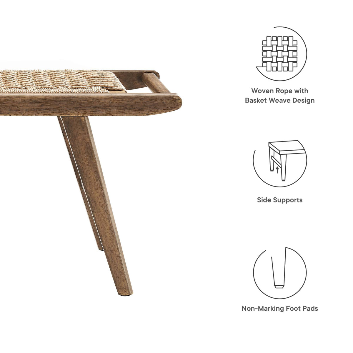Saoirse 47" Woven Rope Wood Bench