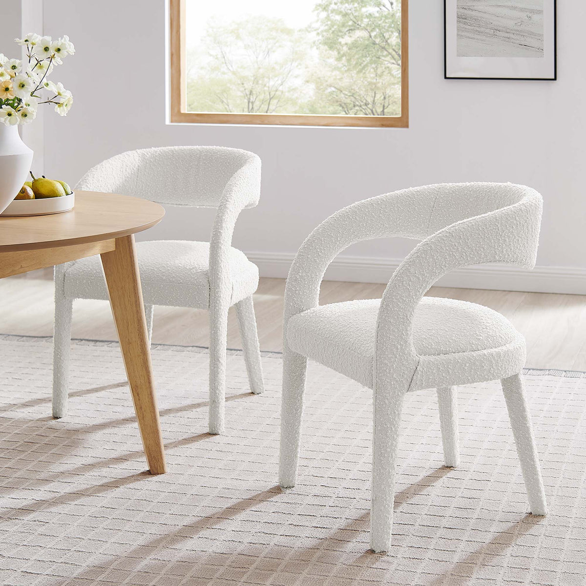 Pinnacle Boucle Upholstered Dining Chair Set of 2