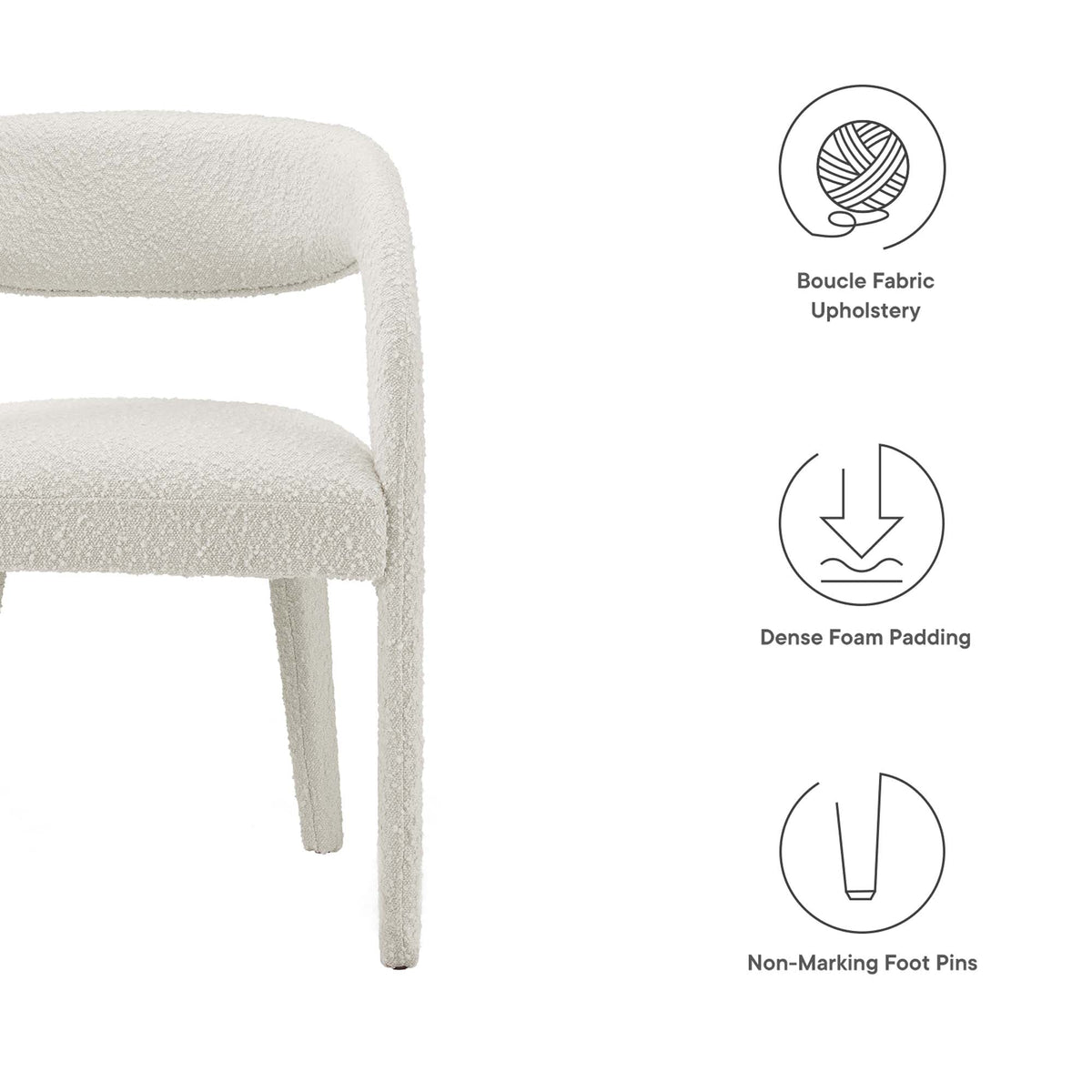 Pinnacle Boucle Upholstered Dining Chair Set of 2