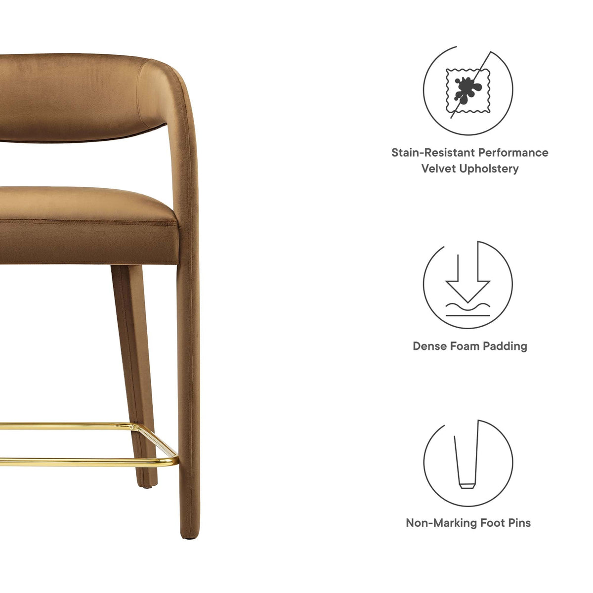 Pinnacle Performance Velvet Counter Stool Set of 2