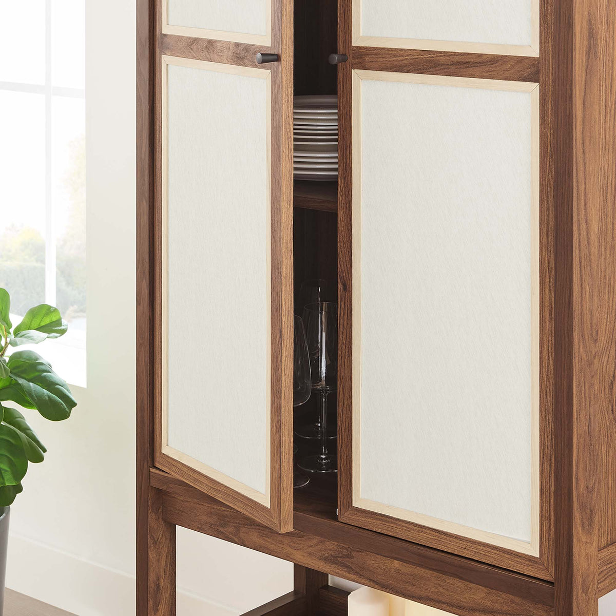 Capri Tall Wood Grain Standing Storage Cabinet - view 8