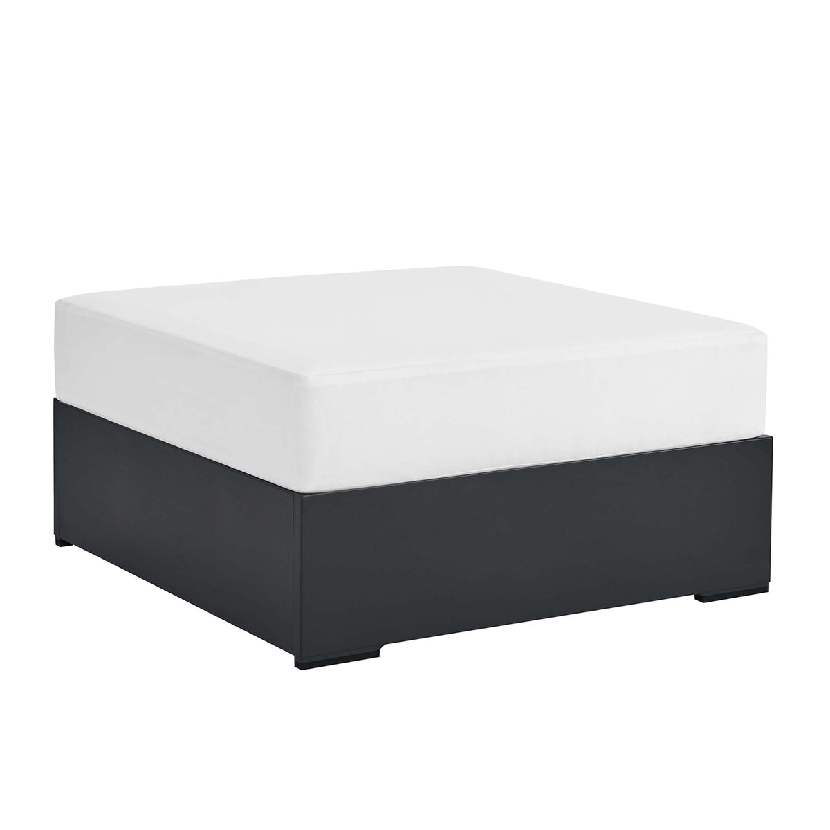 Tahoe Outdoor Patio Powder-Coated Aluminum Ottoman, Gray White - view 1