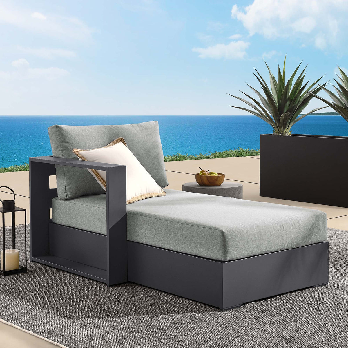 Tahoe Outdoor Patio Powder-Coated Aluminum Modular Left-Facing Chaise Lounge - view 26