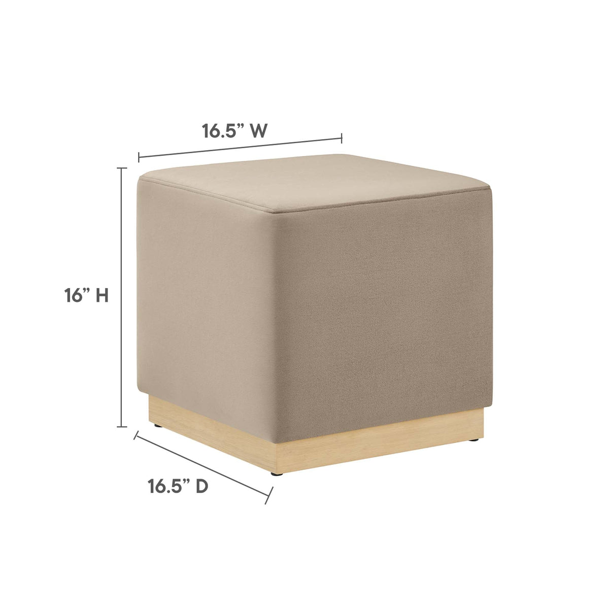 Tilden 17" Square Performance Velvet Upholstered Ottoman