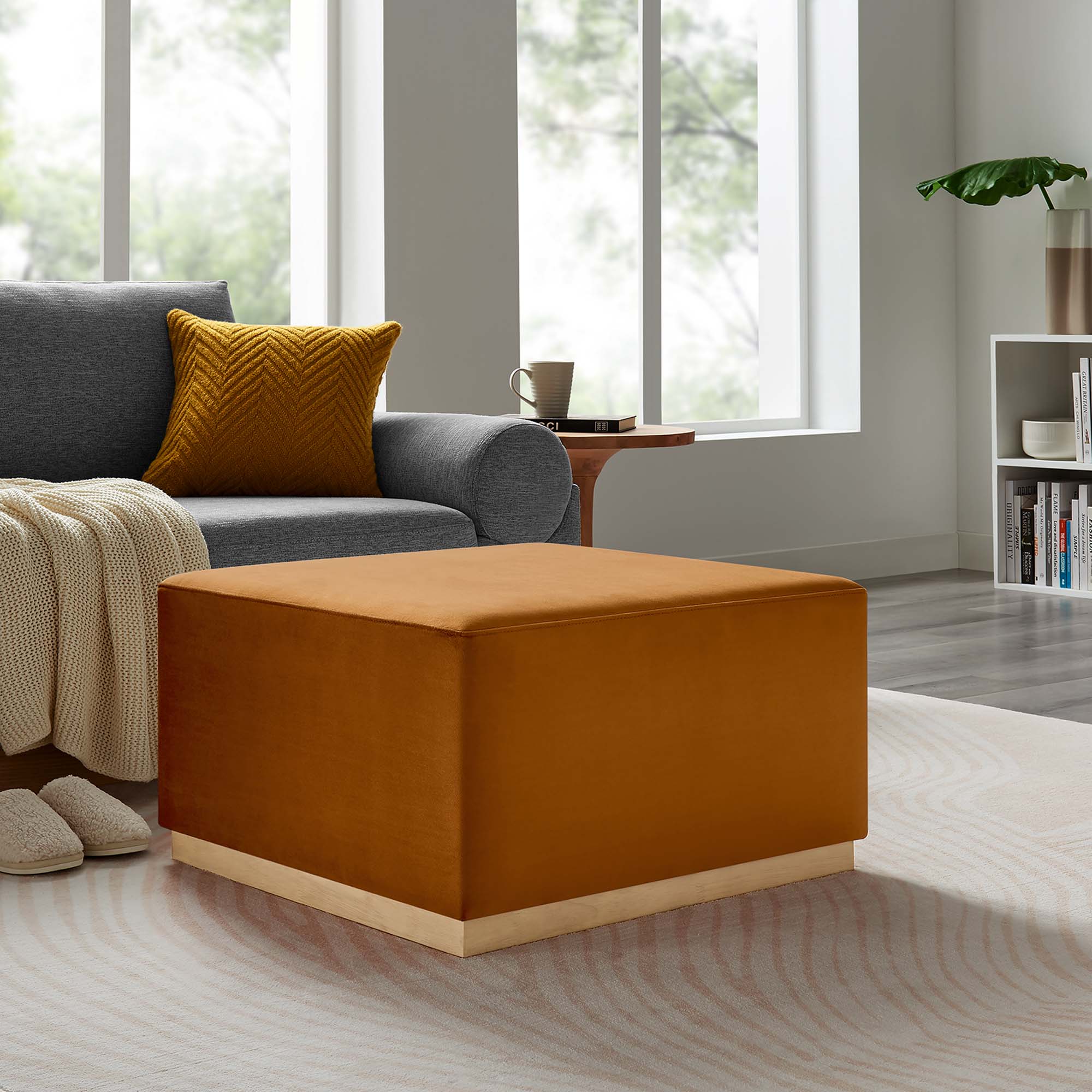 Tilden Large 28" Square Performance Velvet Upholstered Ottoman by Modway