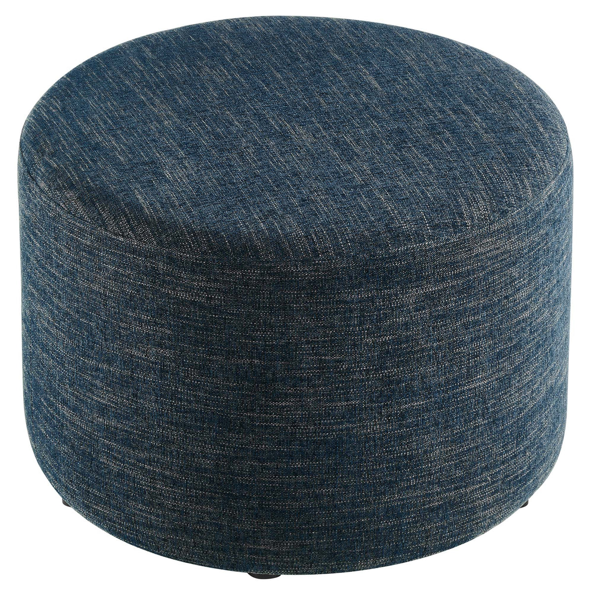Callum Large 23" Round Woven Heathered Fabric Upholstered Ottoman - view 5