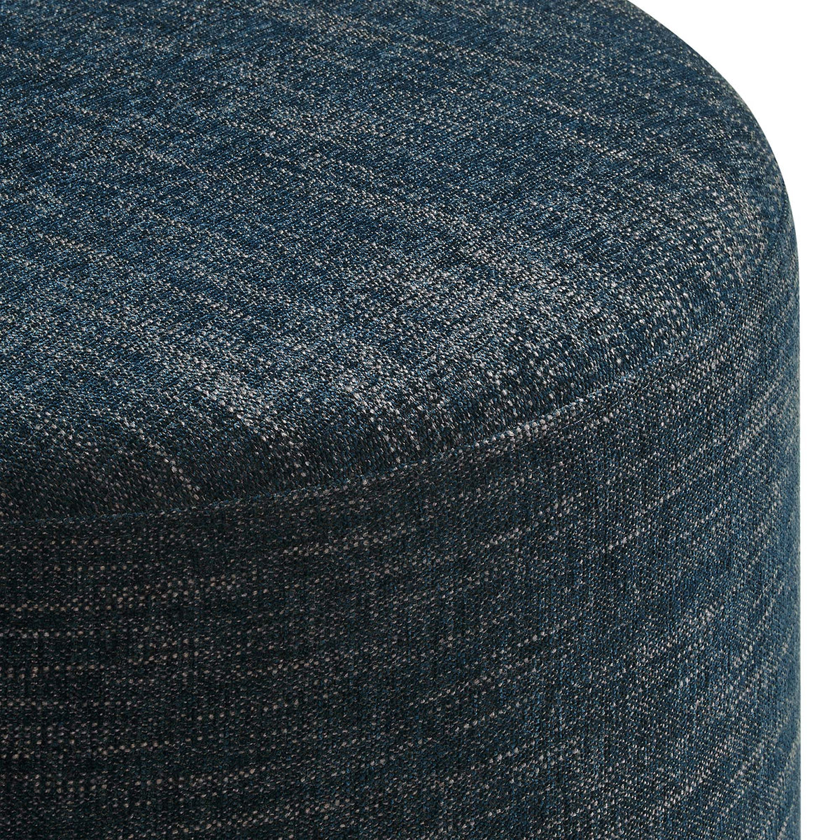 Callum Large 23" Round Woven Heathered Fabric Upholstered Ottoman - view 8