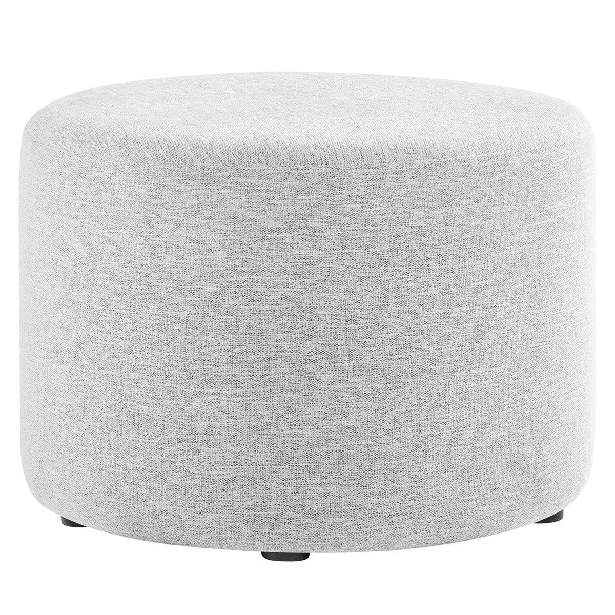 Callum Large 23" Round Woven Heathered Fabric Upholstered Ottoman - view 3