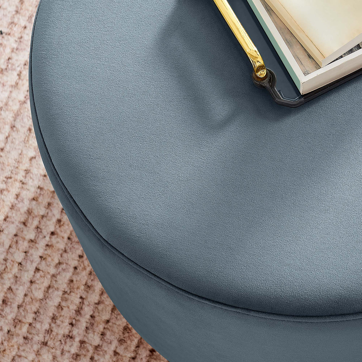 Tilden Large 23" Round Performance Velvet Upholstered Ottoman - view 18