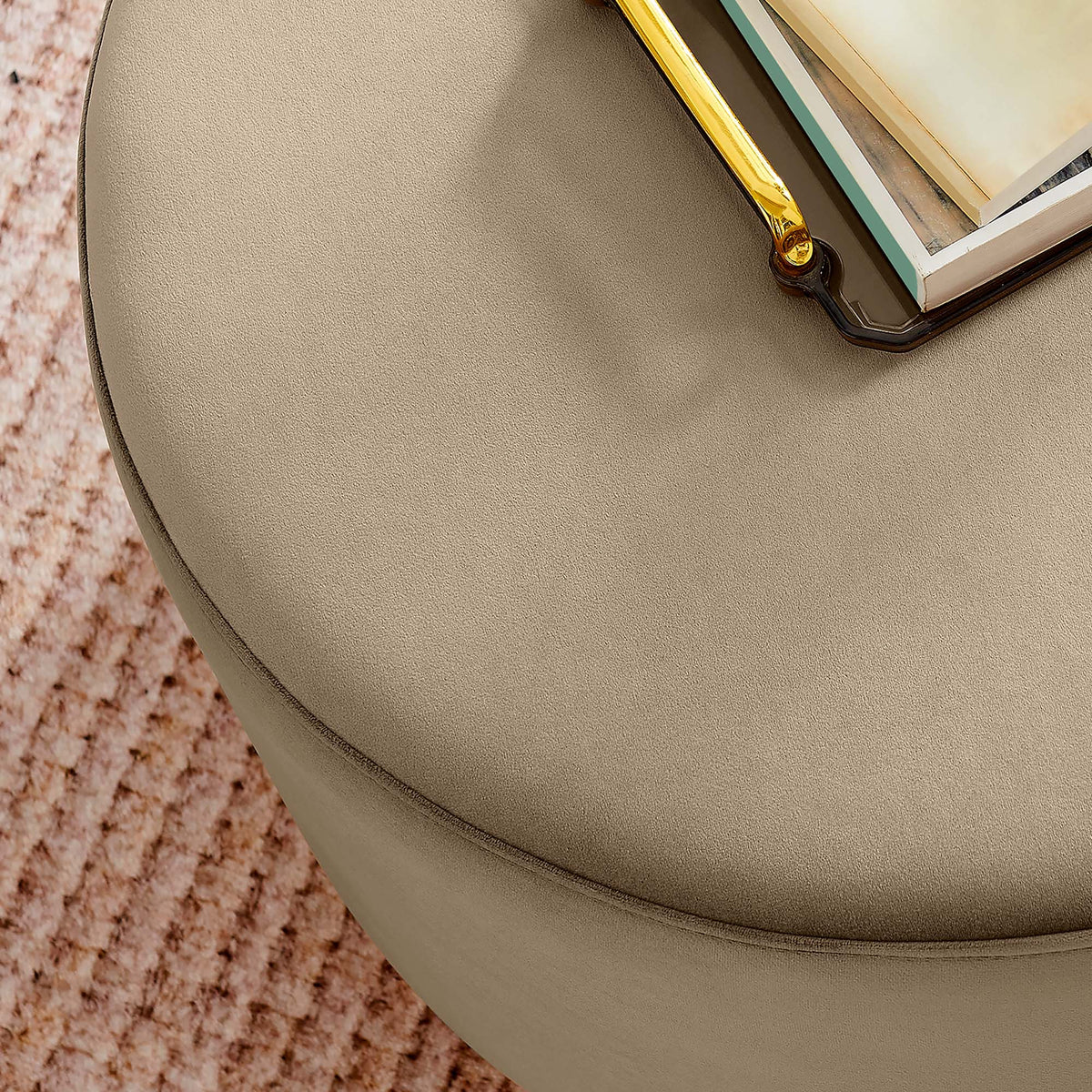 Tilden Large 23" Round Performance Velvet Upholstered Ottoman - view 20