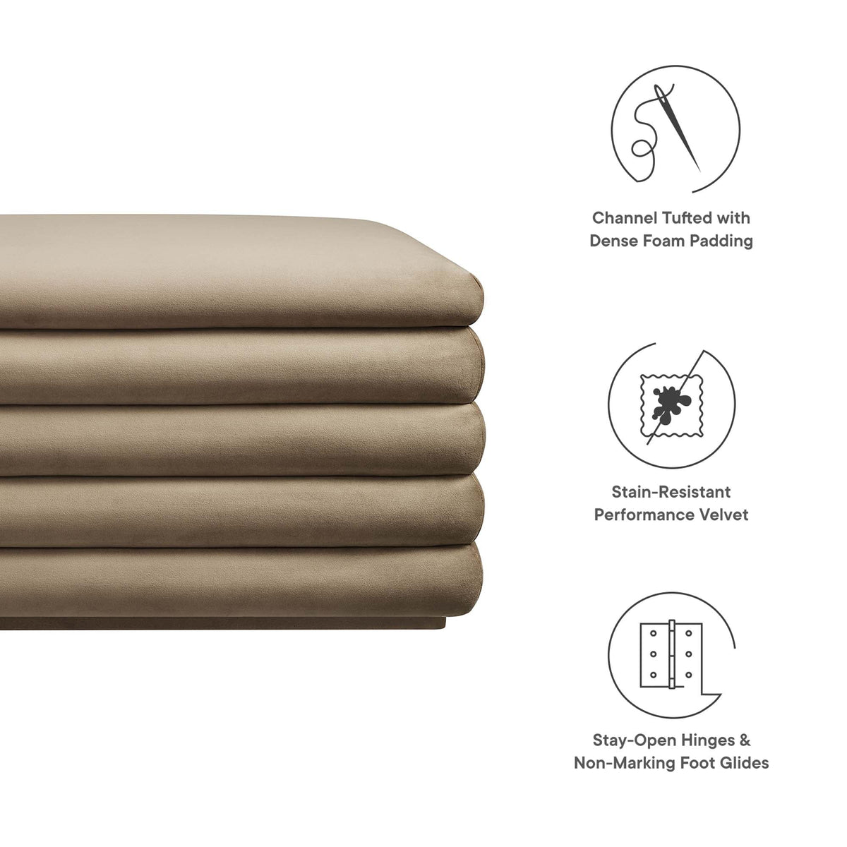 Mezzo Upholstered Performance Velvet Storage Bench
