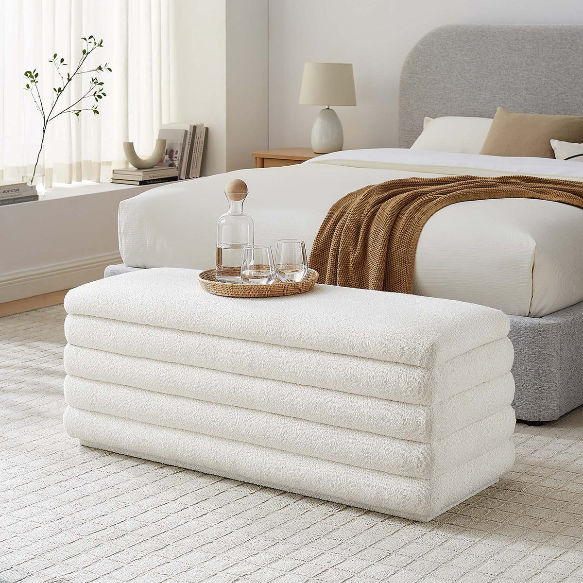 Mezzo Boucle Upholstered Storage Bench - view 11
