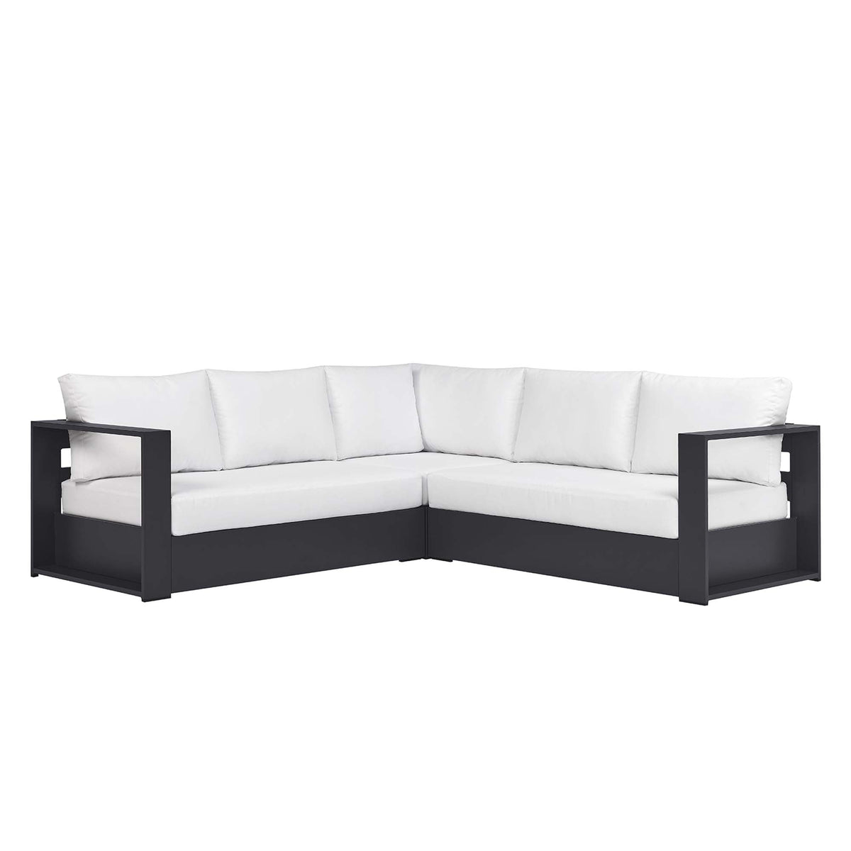 Tahoe 3-Piece Outdoor Patio Powder-Coated Aluminum Sectional Sofa Set - view 6