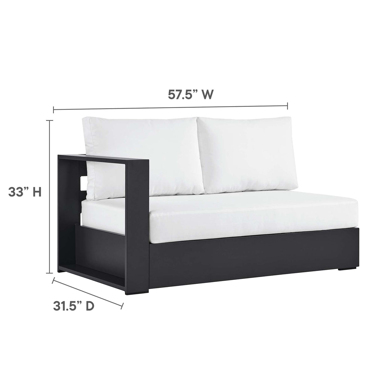 Tahoe 3-Piece Outdoor Patio Powder-Coated Aluminum Sectional Sofa Set - view 12