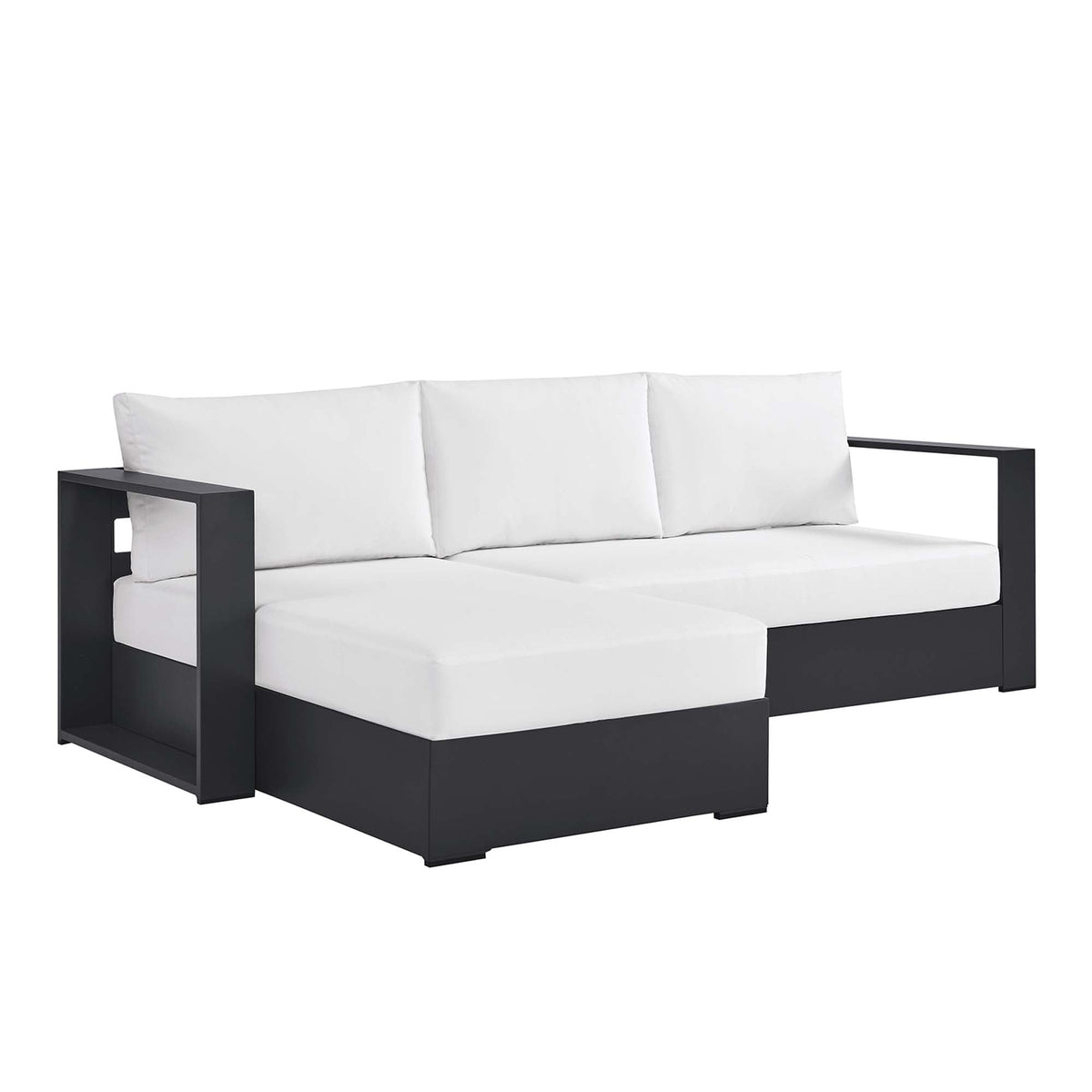 Tahoe 2-Piece Outdoor Patio Powder-Coated Aluminum Left-Facing Chaise Sectional Sofa Set - view 3