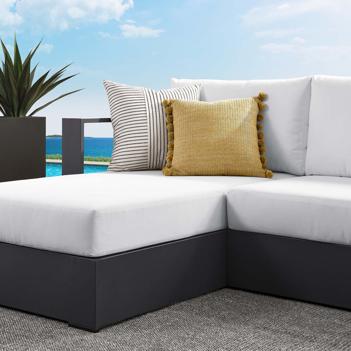 Tahoe 2-Piece Outdoor Patio Powder-Coated Aluminum Left-Facing Chaise Sectional Sofa Set - view 18