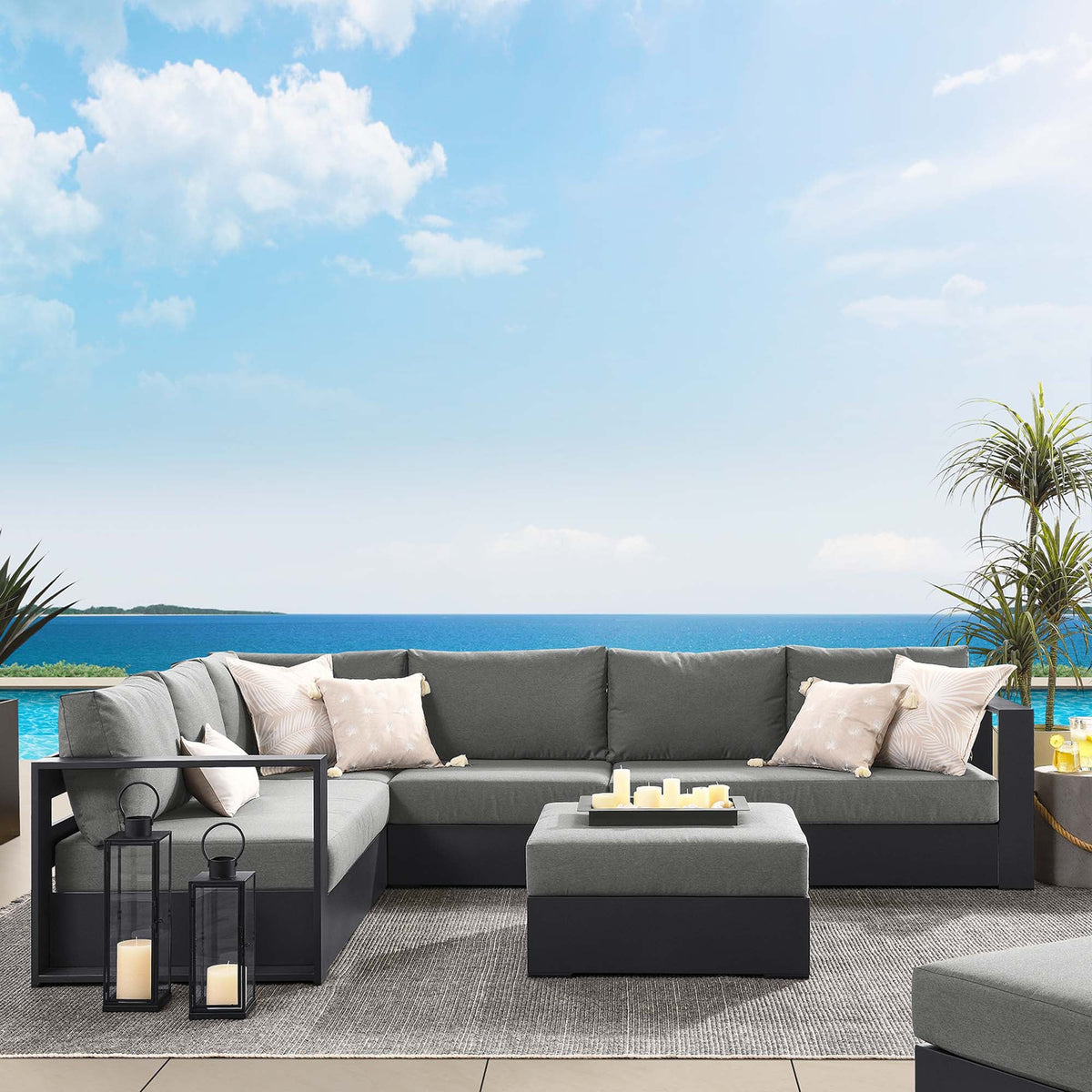 Tahoe 5-Piece Outdoor Patio Powder-Coated Aluminum Sectional Sofa Set - view 28