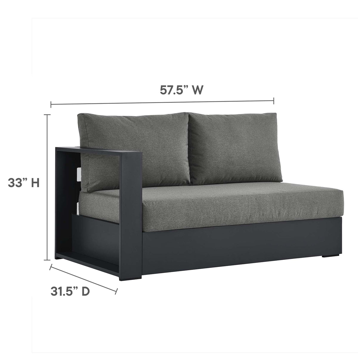 Tahoe 5-Piece Outdoor Patio Powder-Coated Aluminum Sectional Sofa Set - view 10
