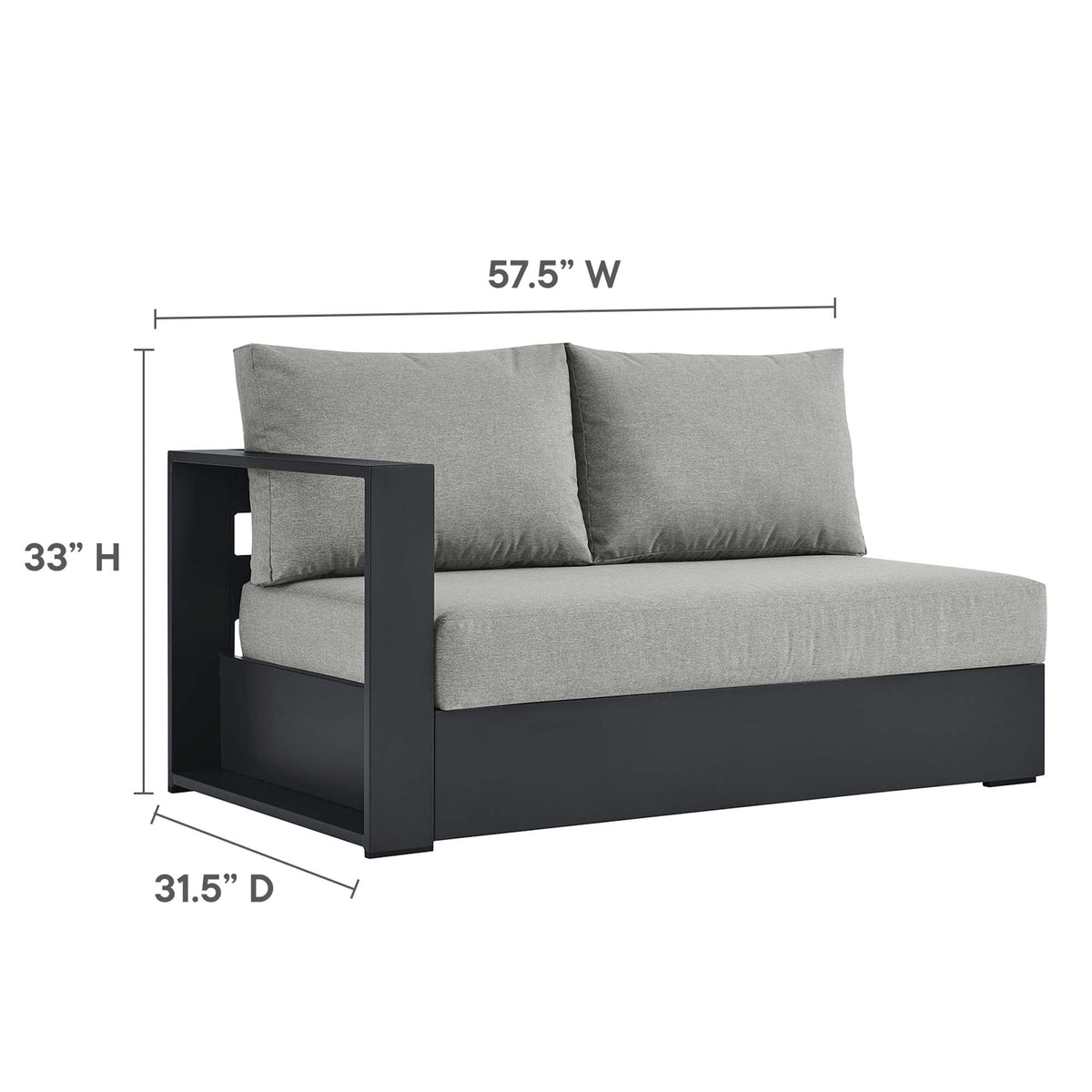 Tahoe 5-Piece Outdoor Patio Powder-Coated Aluminum Sectional Sofa Set - view 11