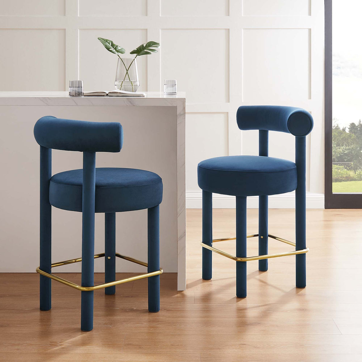 Toulouse Performance Velvet Counter Stool Set of 2 - view 11
