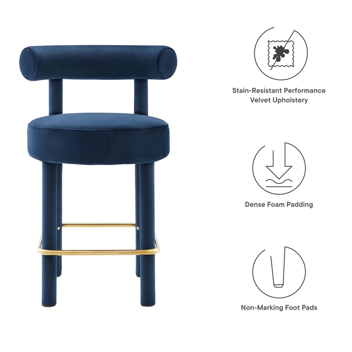 Toulouse Performance Velvet Counter Stool Set of 2 - view 7