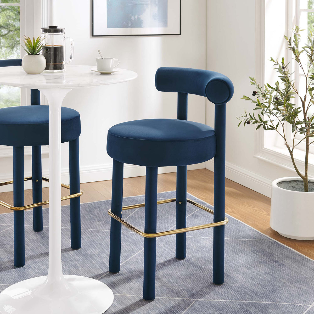 Toulouse Performance Velvet Bar Stool Set of 2 - view 10