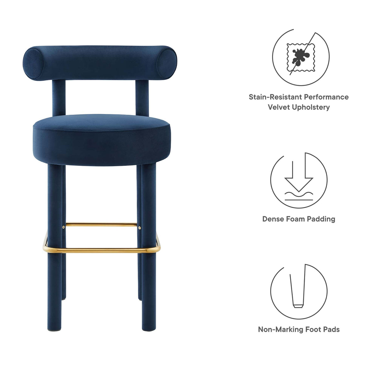 Toulouse Performance Velvet Bar Stool Set of 2 - view 7