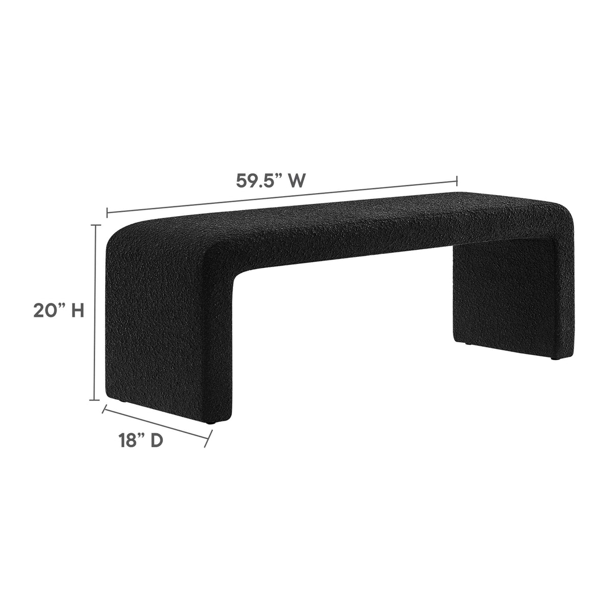 Simba Boucle Fabric Waterfall Long Bench - view 14