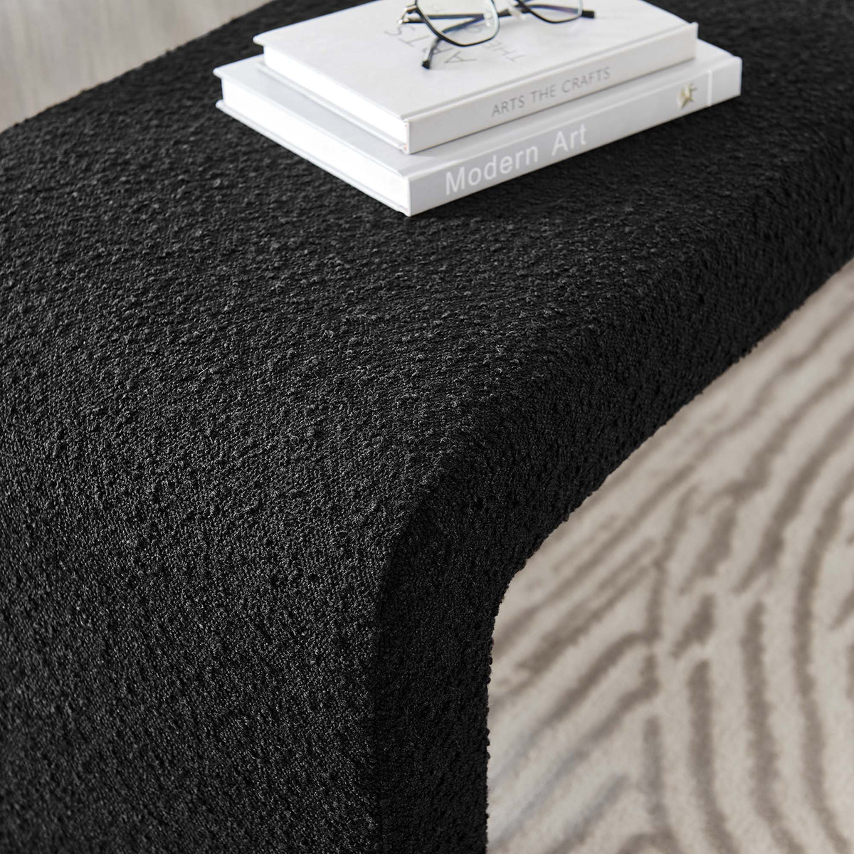 Simba Boucle Fabric Waterfall Long Bench - view 16