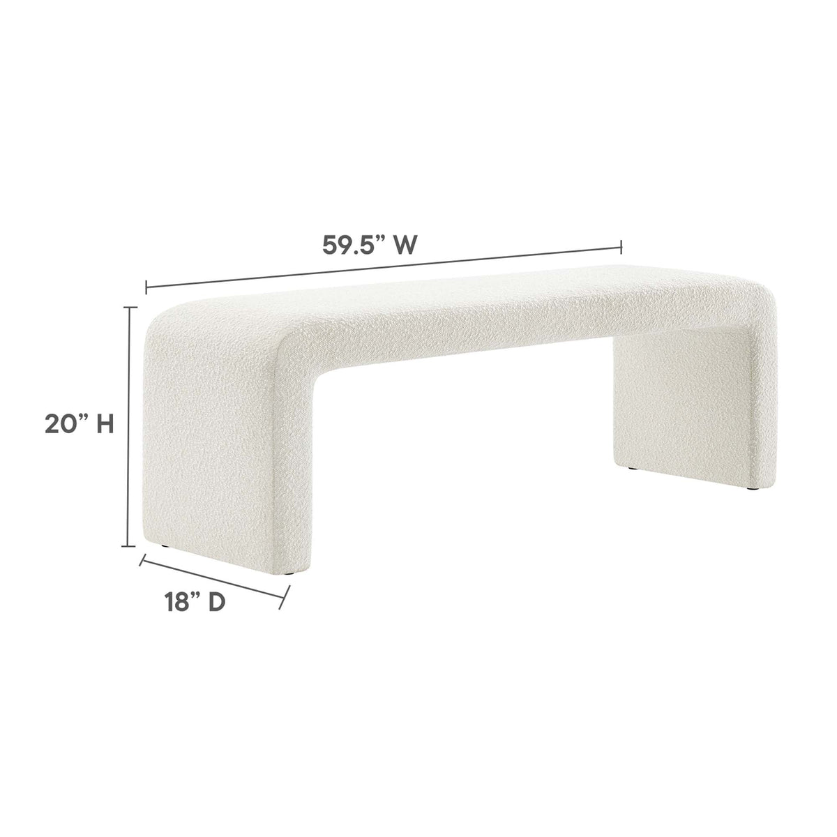 Simba Boucle Fabric Waterfall Long Bench - view 13