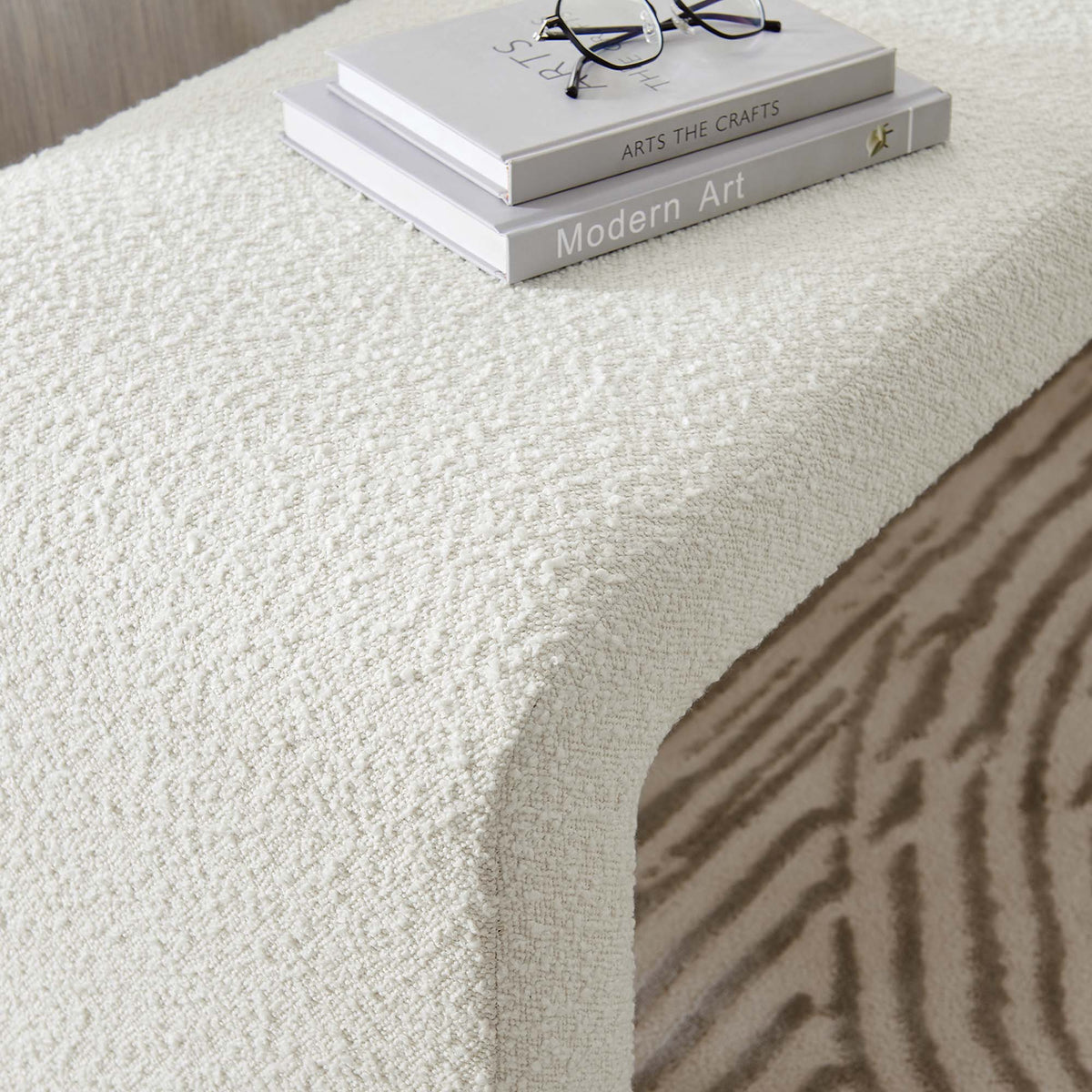 Simba Boucle Fabric Waterfall Long Bench - view 15