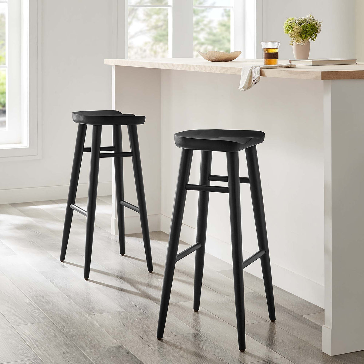 Saville Backless Wood Bar Stools - Set of 2 - view 29