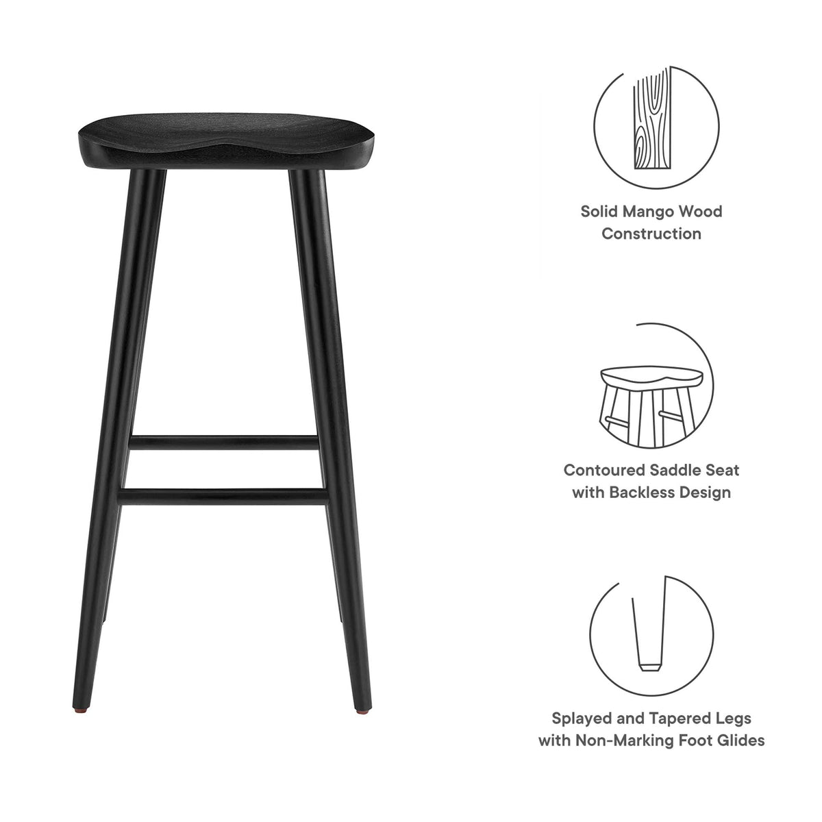 Saville Backless Wood Bar Stools - Set of 2 - view 20